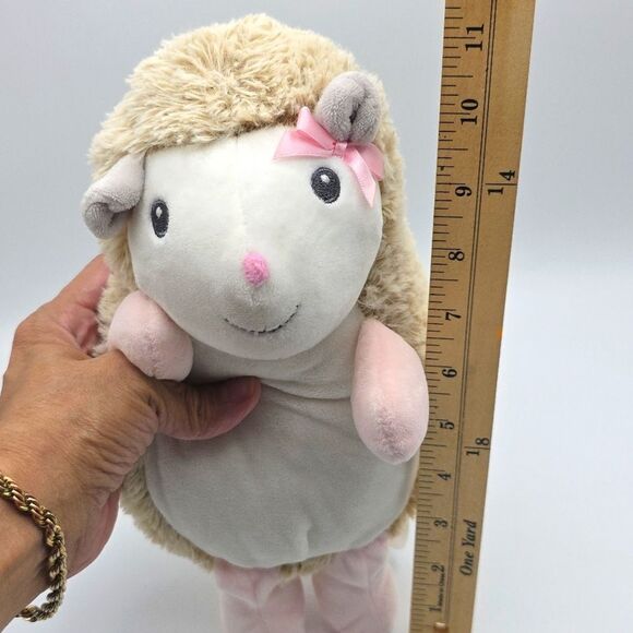 Blankets and Beyond Hedghog Rattle Lovey Plush Stuffed Toy Pink Bow - Picture 15 of 17